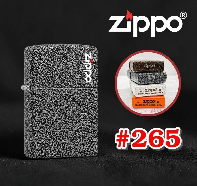 Bật lửa Zippo sơn nham thạch màu bạc đen, có mộc đáy #265 — ảnh sản phẩm 1